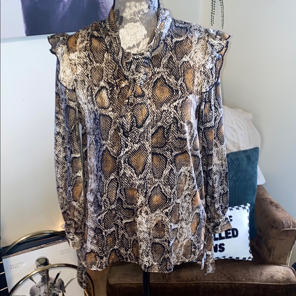 Zara Snake Print Long Sleeve Blouse